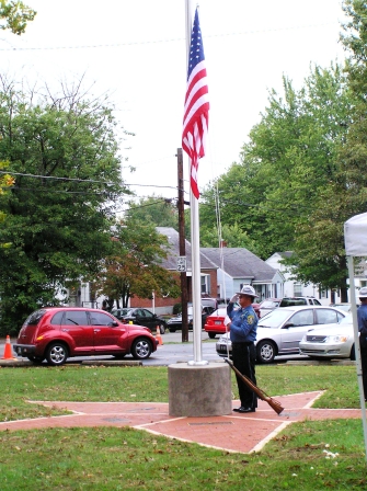 Flag lowered at half mast