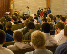 Student Mass with choir in the school chapel.